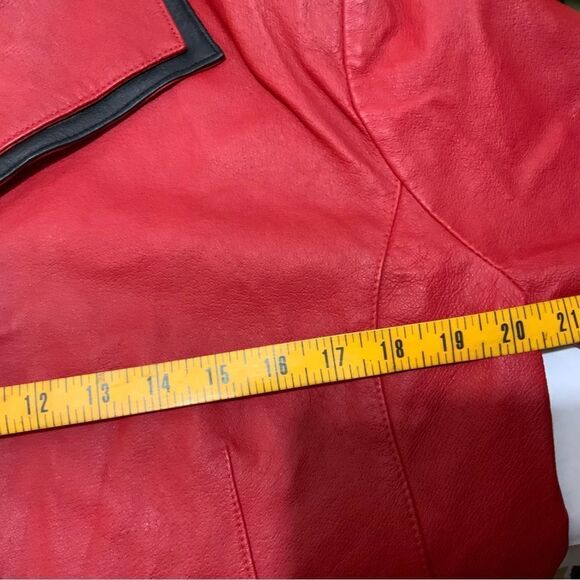 Vintage Styleworks Red Leather Cropped Jacket  Styleworks Size 14 - Picture 13 of 14